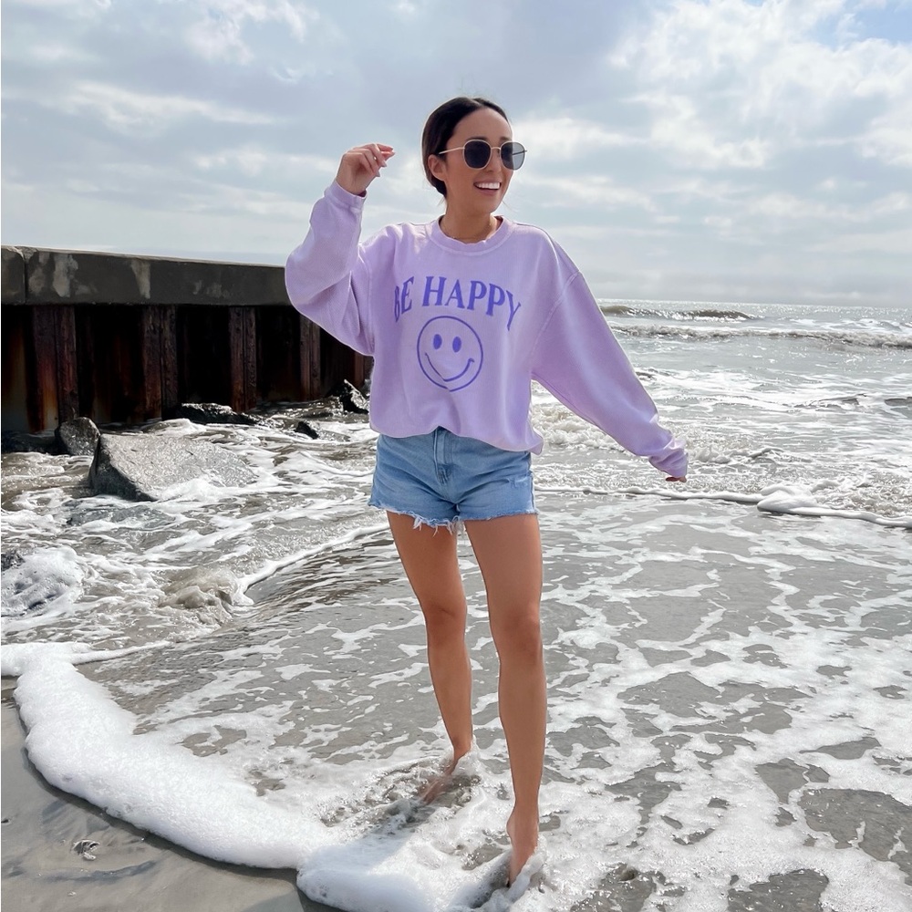 Pink Lily Be Happy Sweatshrit